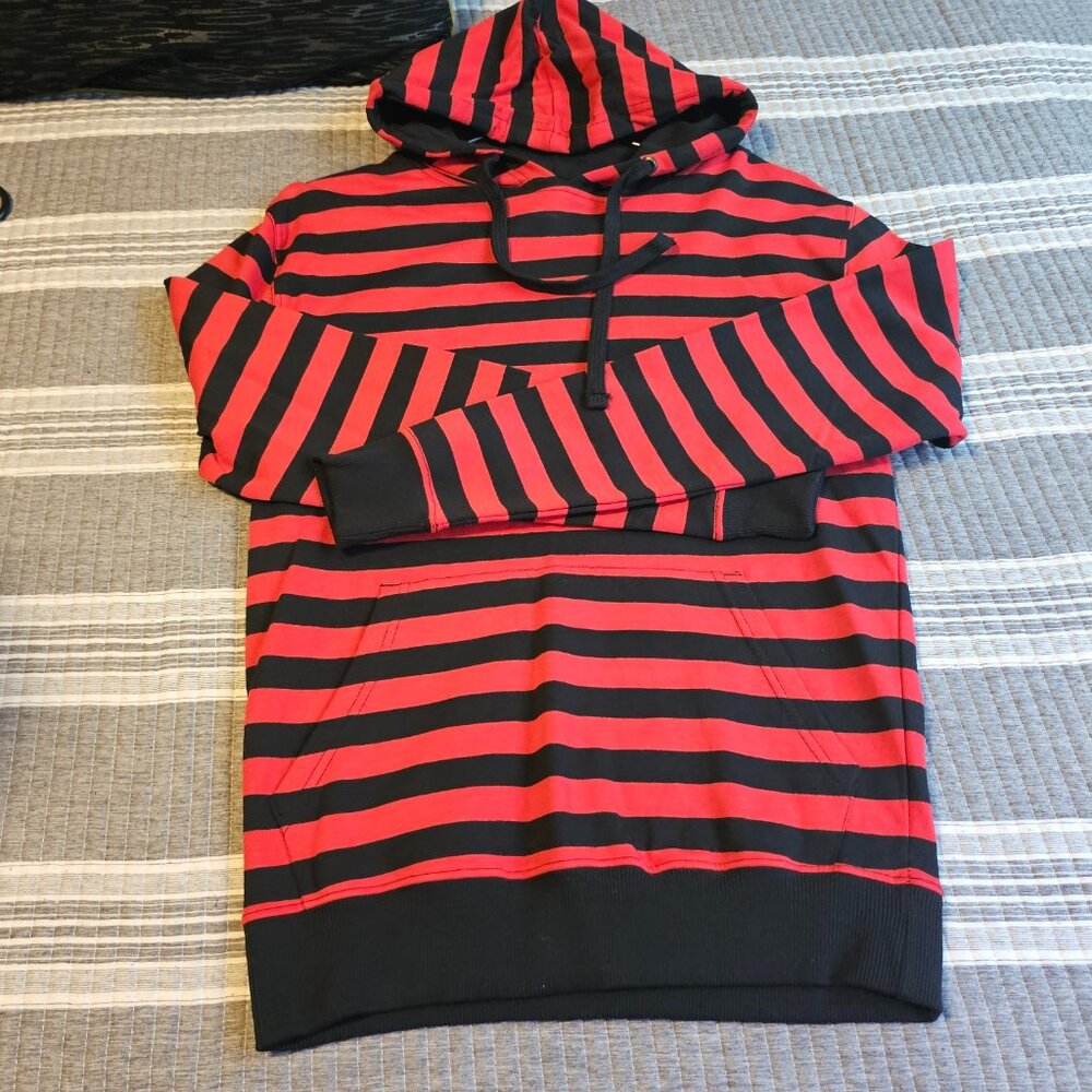 Hot Topic Red and Black Stripe Hoodie Size XS